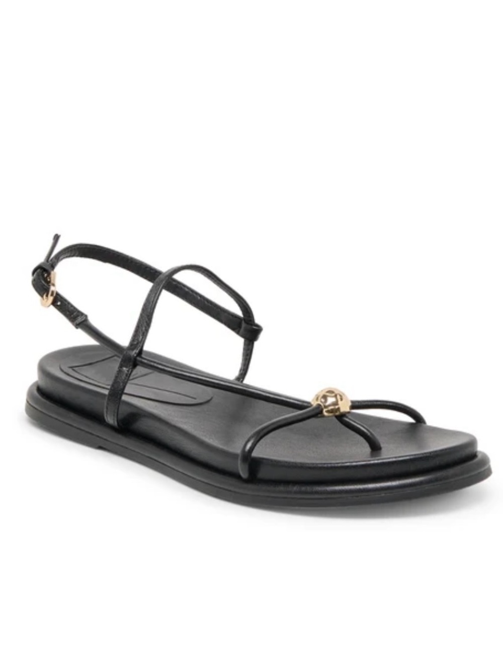 Dolce Vita Deane Leather Strappy Toe Ring Sandal with Gold Accent